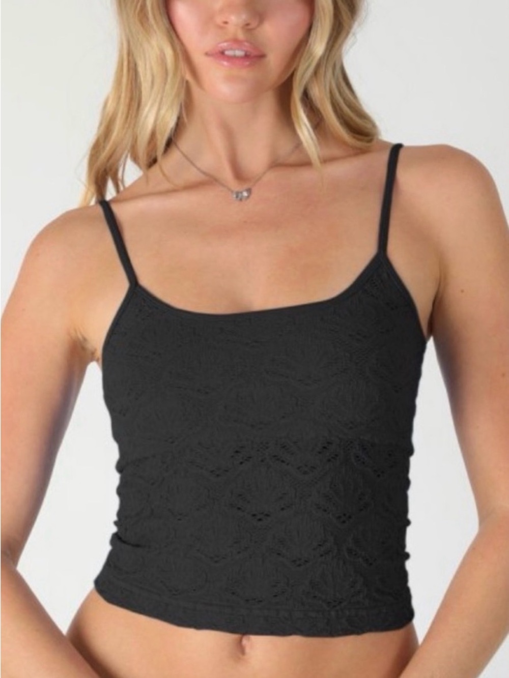 Nikibiki Black Lace Cropped Cami Tank